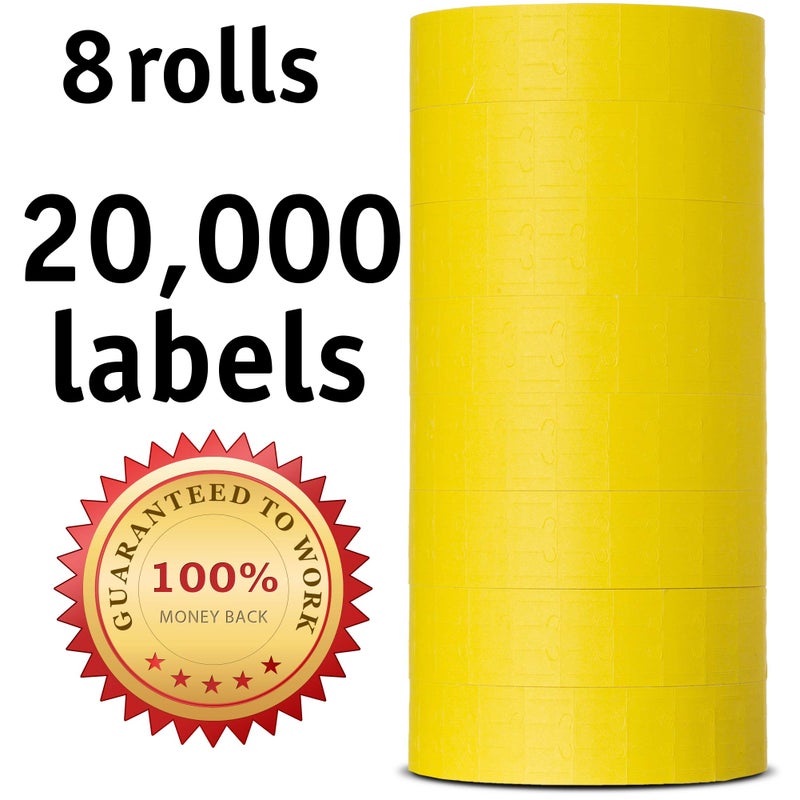 Labels for Us Labels for Monarch 1131 Labeler - Yellow - 20,000 Labels - Pack with 8 Rolls - Ink Roller Included - Made and Delivered by Labels for Us - Image 2